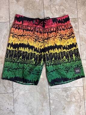 Young & Reckless Men's Multi-Color Drip Print Board Shorts Size 36